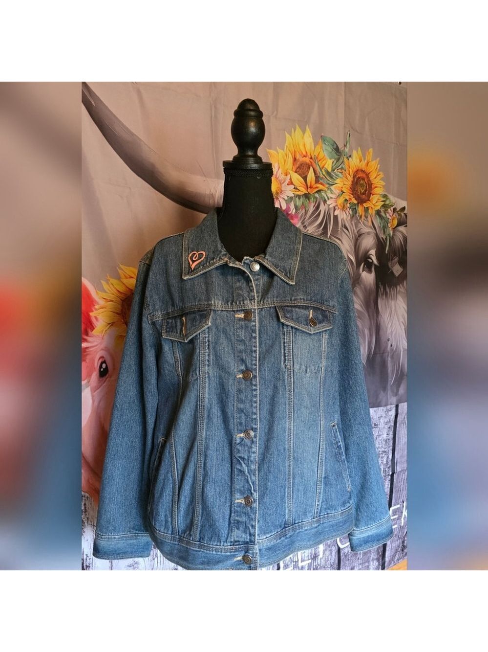 Sonoma Denim Jacket Heart Pin
